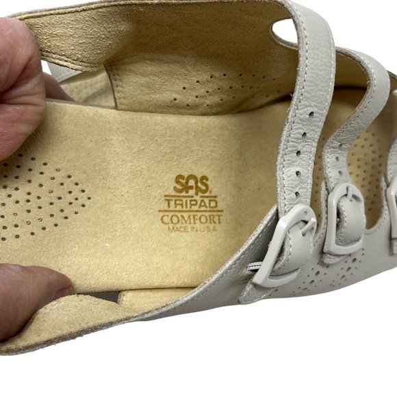 SAS Women's Beige Leather Triple Strap Trio Sandal A2215886 Size 12M - Excellen - Picture 5 of 7